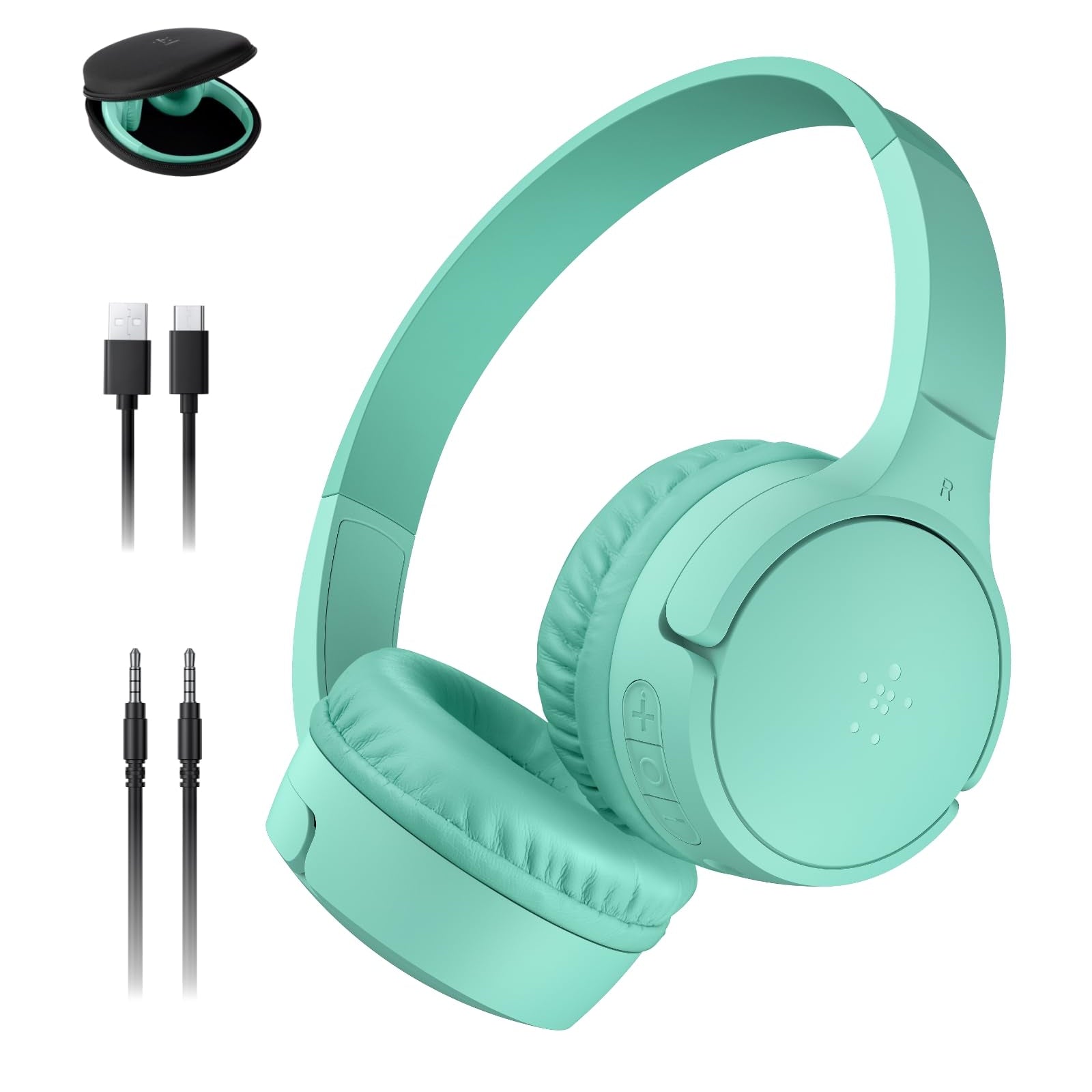 Belkin SoundForm Mini - Wireless Bluetooth Kids Headphones, 30H Battery, 85dB Safe Volume Limit, Built-in Microphone - Toddler On-Ear Earphones for iPhone, iPad, Fire Tablet, Ideal for School - White