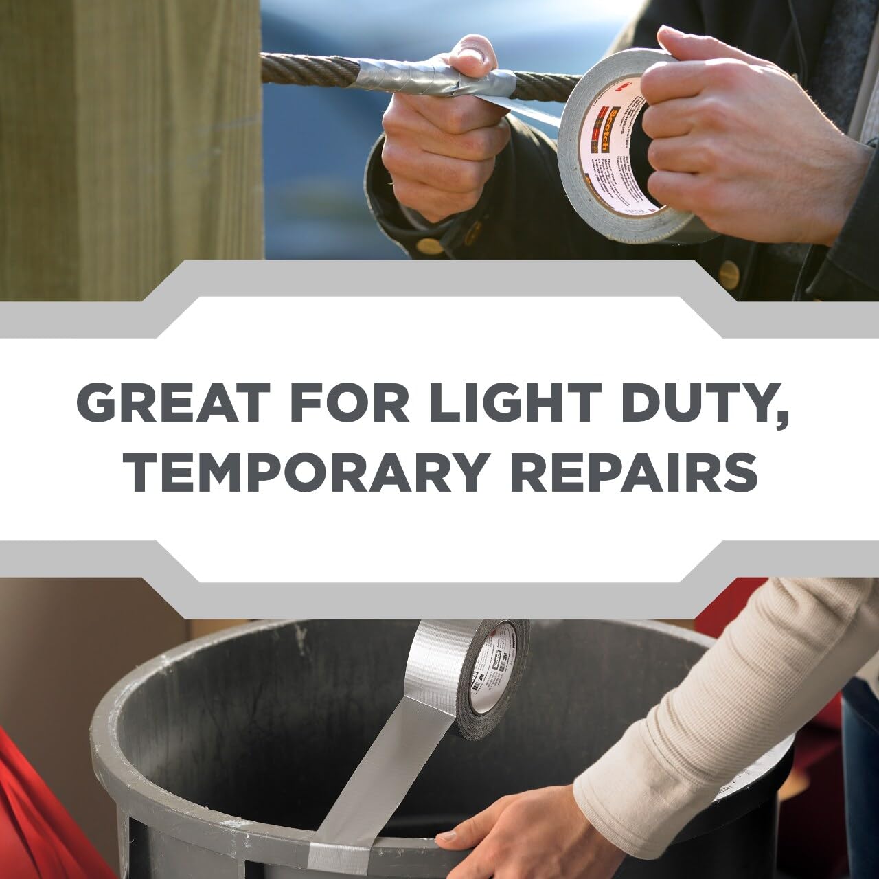 3M Utility Basic Duct Tape, 1.88 in x 30 yd, 3 Rolls, Moisture Resistant, Great for Light Duty Temporary Indoor Repairs for Tile, Laminate, Plastic, Wood, and Glass, Tear by Hand (1030-3PK)