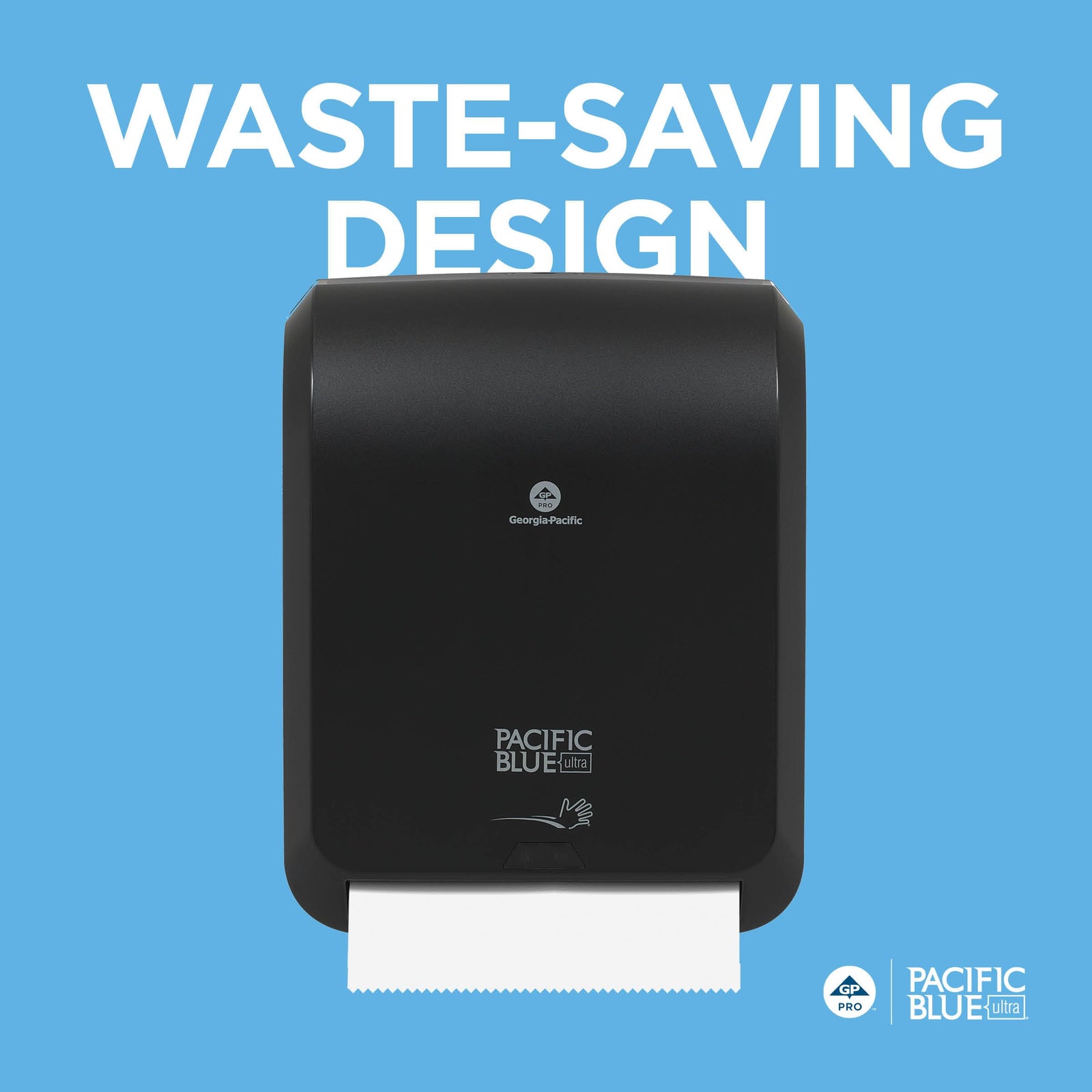 Pacific Blue Ultra 8" High-Capacity Automated Touchless Paper Towel Dispenser by GP PRO (Georgia-Pacific); Black; 59590; 12.9" W x 9" D x 16" H; 1 Dispenser