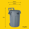 Rubbermaid Commercial Products Vented Wheeled BRUTE Trash Container, 44 Gal Gray, for Landscapers/Construction Sites/Restaurants/Back of House/Offices/Warehouses/Commercial Environments