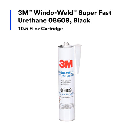 3M 08609 Window-Weld Super Fast Urethane Windshield Adhesive, High-Strength Fast-Curing One-Part Auto Glass Sealant, 10.5 fl oz (310 mL) Cartridge, Black