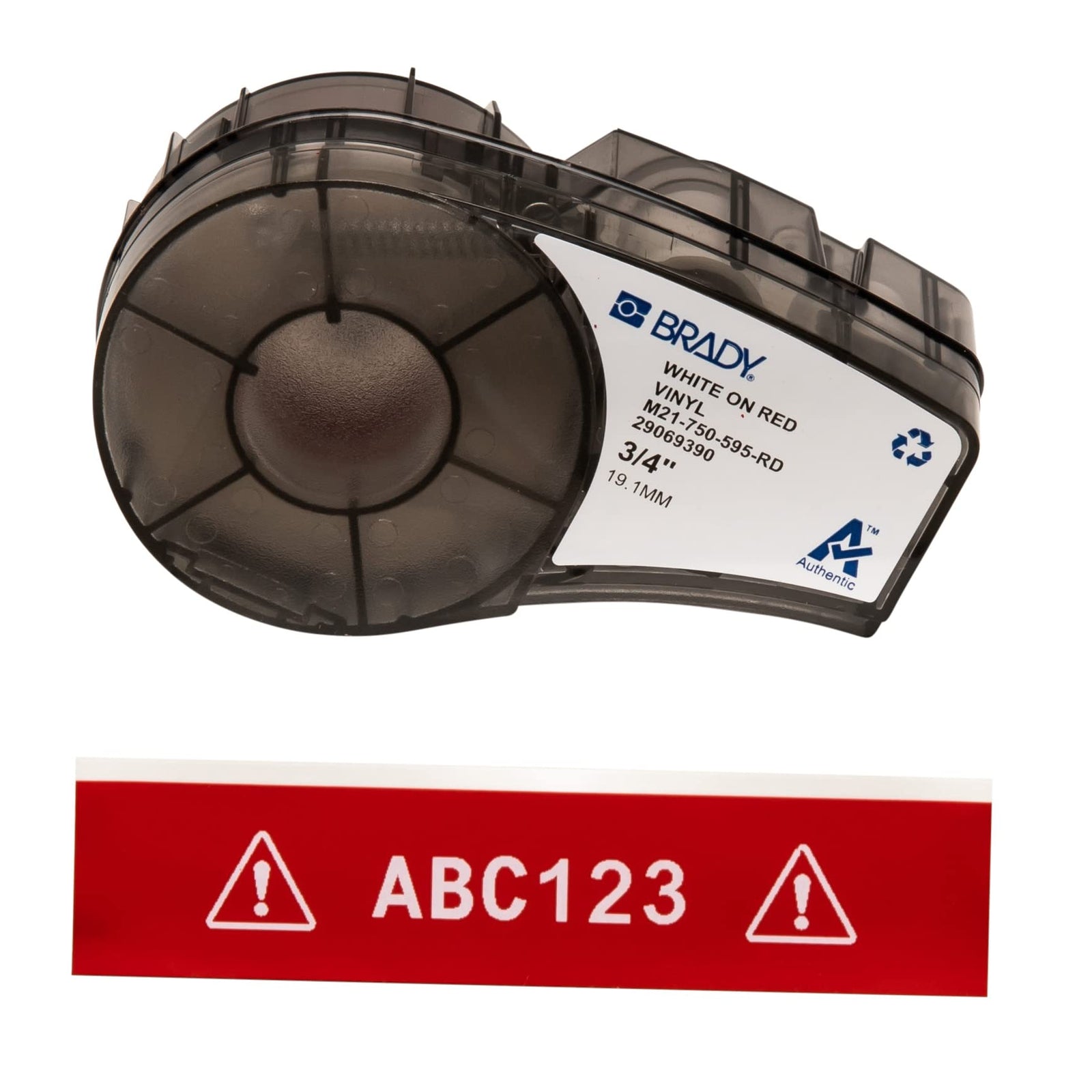 Brady Authentic (M21-375-595-BR) All-Weather Vinyl Label for Indoor/Outdoor ID, Lab and Equipment Labeling, White on Brown- ForM210, M210-LAB, M211, BMP21-PLUS and BMP21-LAB Printers, .375" W, 21' L