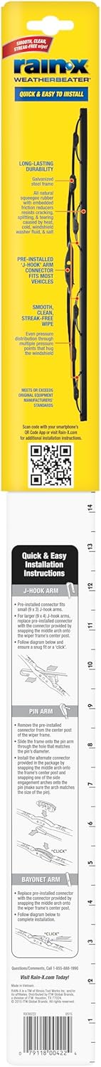 Rain-X 820146 WeatherBeater Wiper Blades, 24" and 20" Windshield Wipers (Pack of 2), Automotive Replacement Windshield Wiper Blades That Meet Or Exceed OEM Quality And Durability Standards