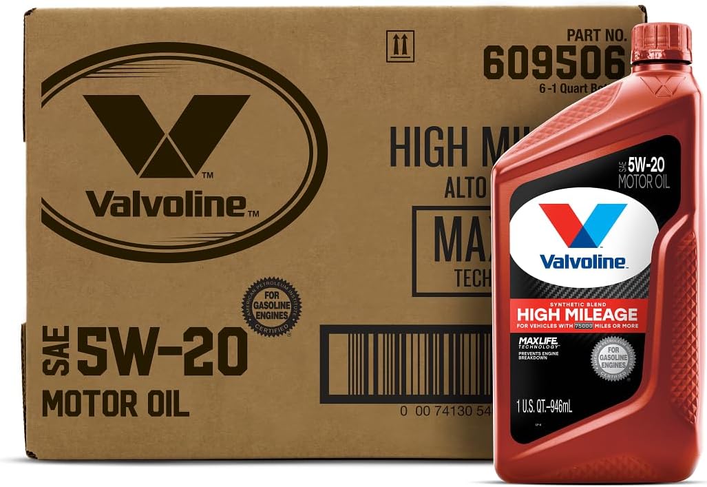 Valvoline Full Synthetic High Mileage with MaxLife Technology SAE 0W-20 Motor Oil 5 QT, Case of 3