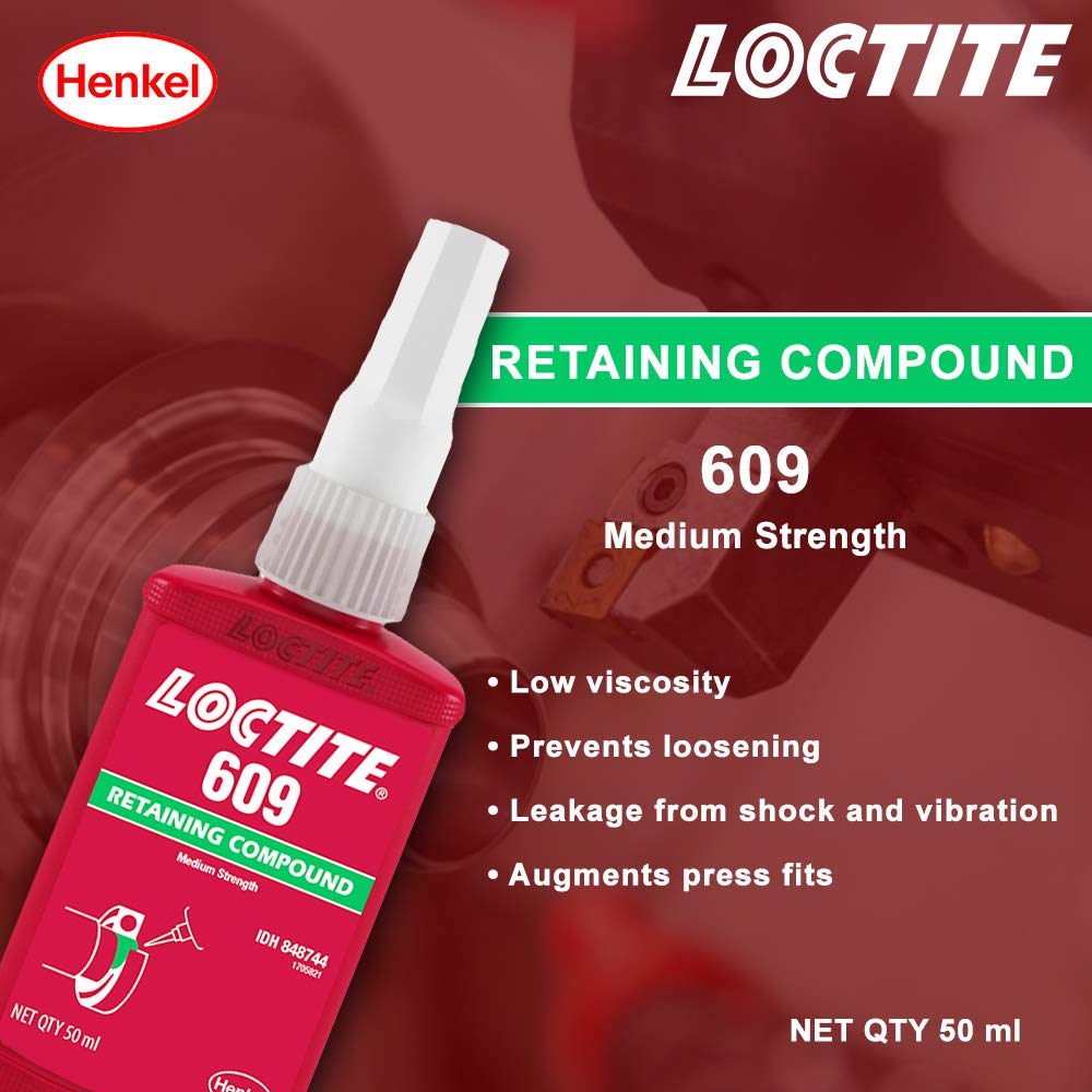 Genuine Henke Loctite 609 X 50ml Retaining Compound, General Purpose, Green Color