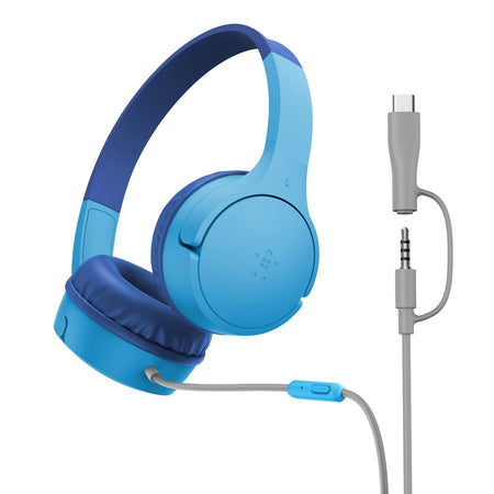 Belkin SoundForm Mini - Wireless Bluetooth Kids Headphones, 30H Battery, 85dB Safe Volume Limit, Built-in Microphone - Toddler On-Ear Earphones for iPhone, iPad, Fire Tablet, Ideal for School - White