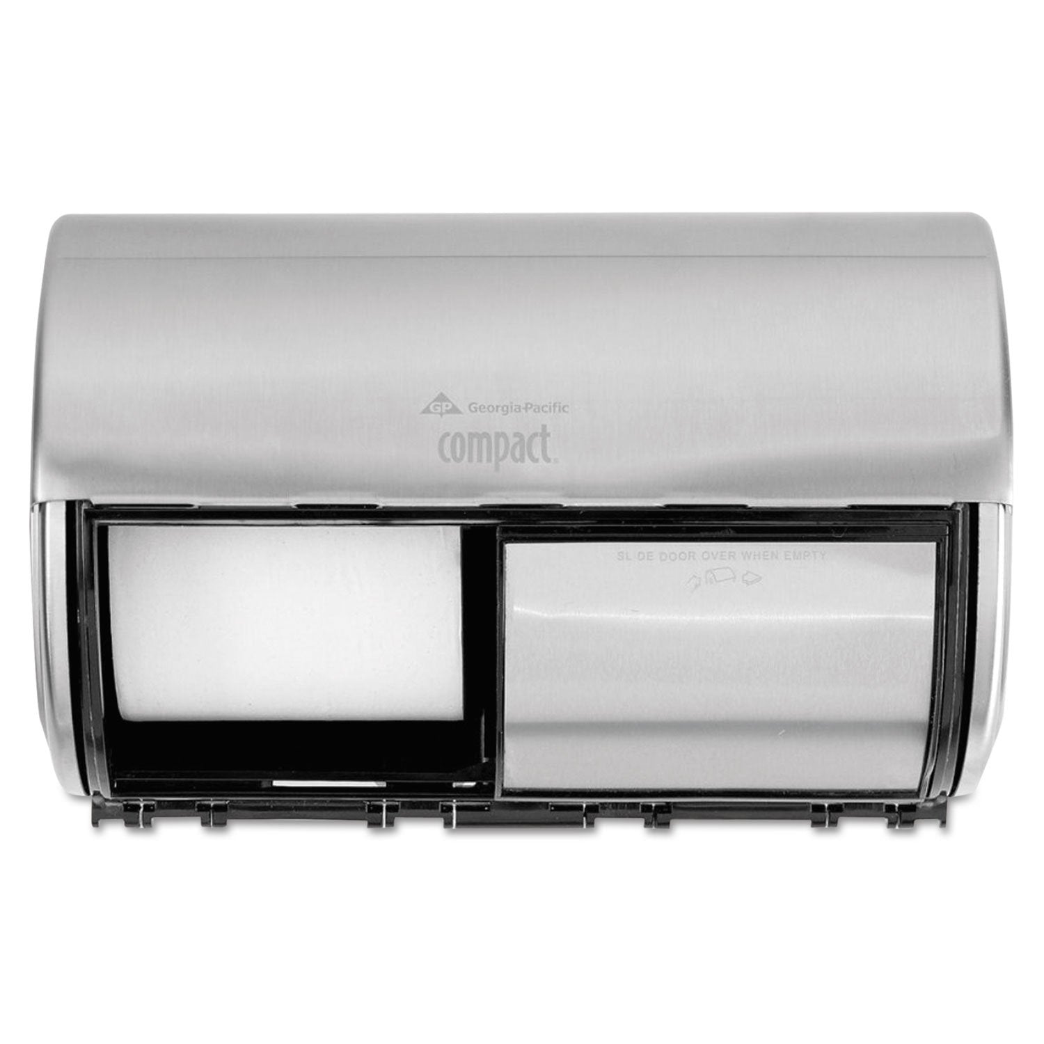 Georgia-Pacific Compact 2-Roll Side-by-Side Coreless High-Capacity Toilet Paper Dispenser by GP PRO (Georgia-Pacific), Stainless, 56798, 10.120" W x 6.750" D x 7.120" H, Stainless Steel