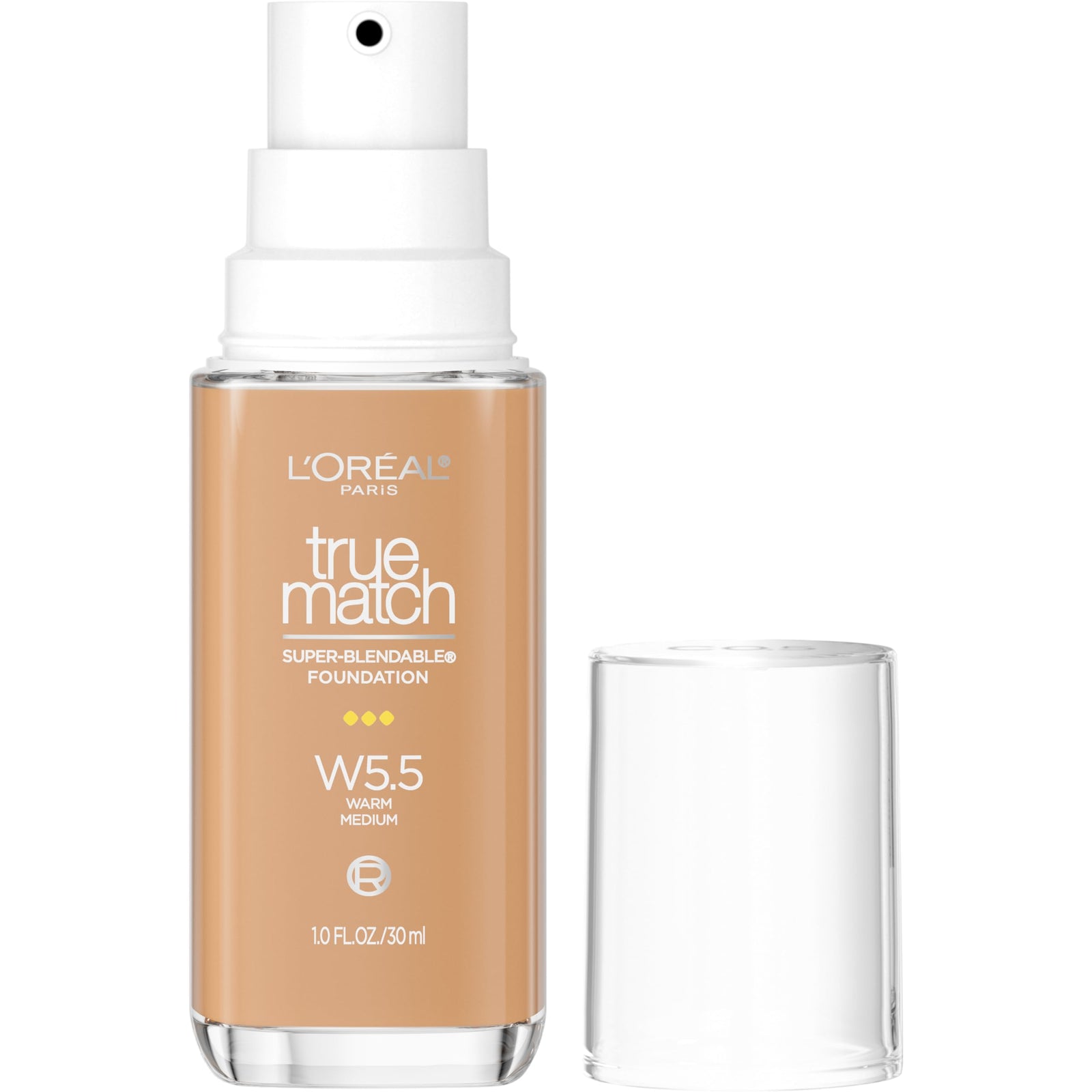 L'Oreal Paris True Match Super-Blendable Foundation, Medium Coverage Liquid Foundation Makeup, W2.5, Light Medium, 1 Fl Oz