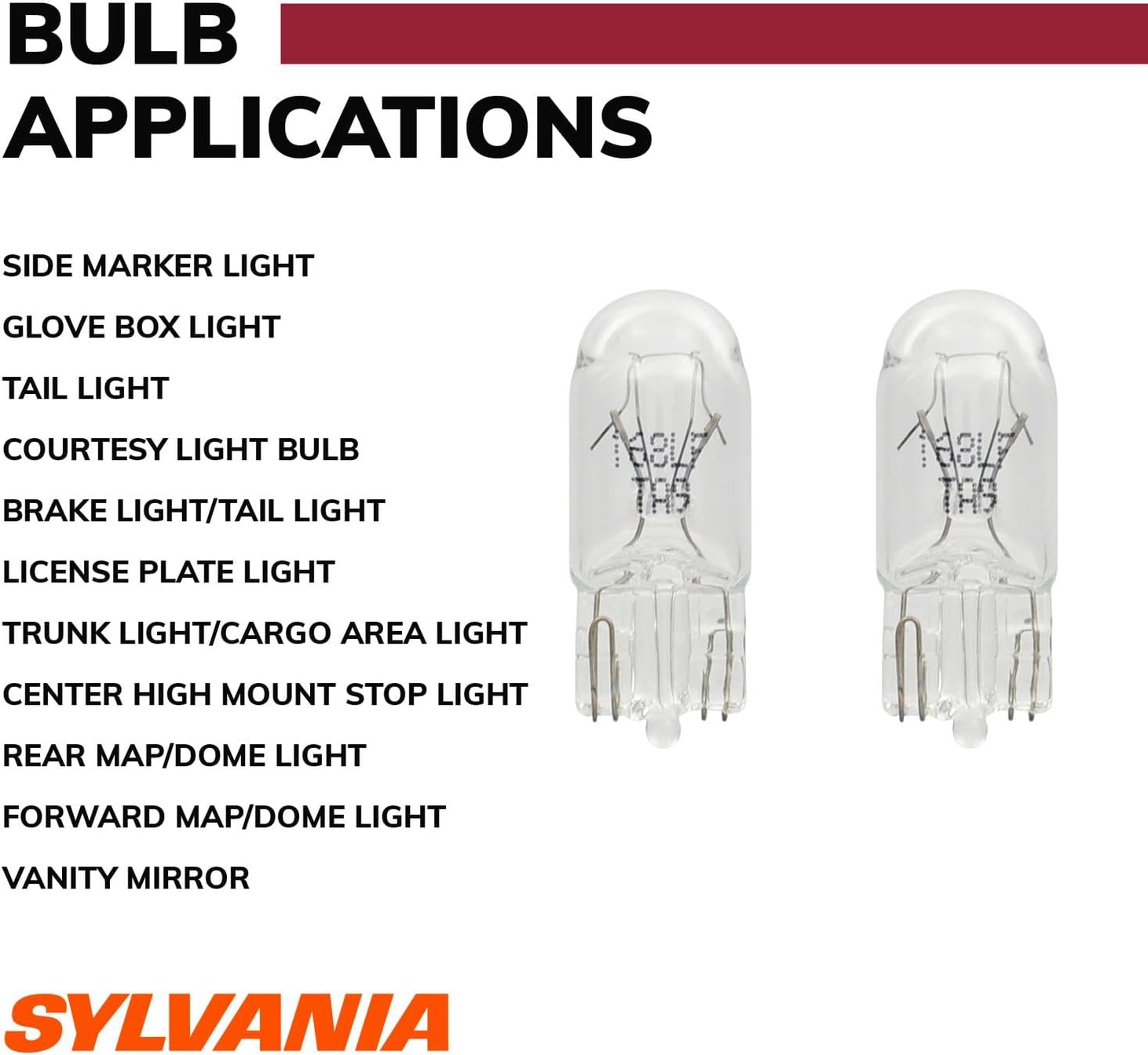 SYLVANIA - 168 Long Life Miniature - Bulb, Ideal for Interior Lighting - Map, Dome, Trunk, Cargo and License Plate (Contains 2 Bulbs)