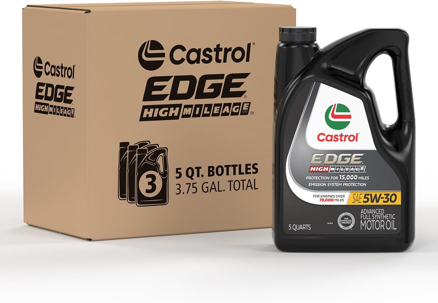 Castrol EDGE High Mileage 5W-30 Advanced Full Synthetic Motor Oil, 1 Quart