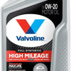 Valvoline Full Synthetic High Mileage with MaxLife Technology SAE 0W-20 Motor Oil 5 QT, Case of 3