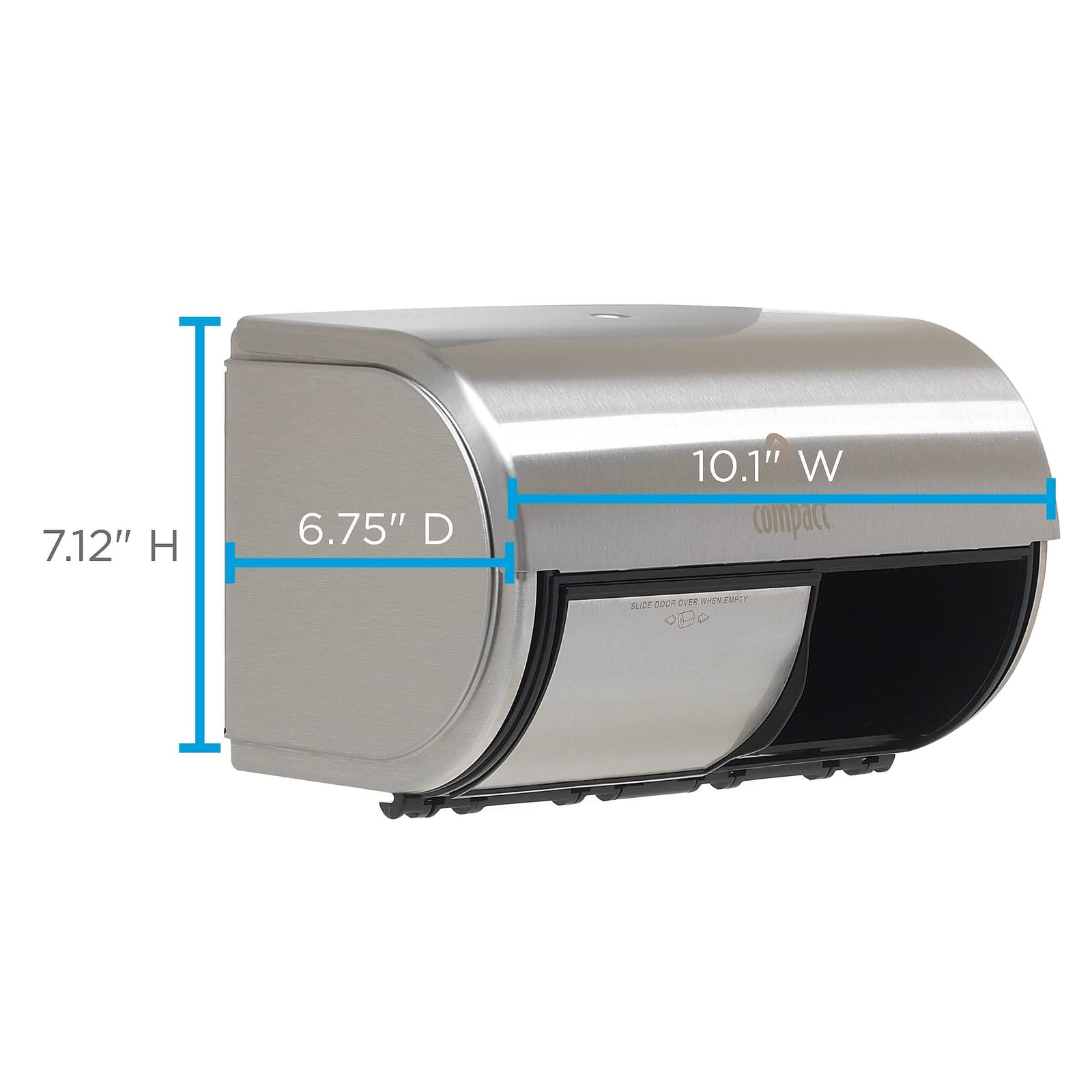 Georgia-Pacific Compact 2-Roll Side-by-Side Coreless High-Capacity Toilet Paper Dispenser by GP PRO (Georgia-Pacific), Stainless, 56798, 10.120" W x 6.750" D x 7.120" H, Stainless Steel