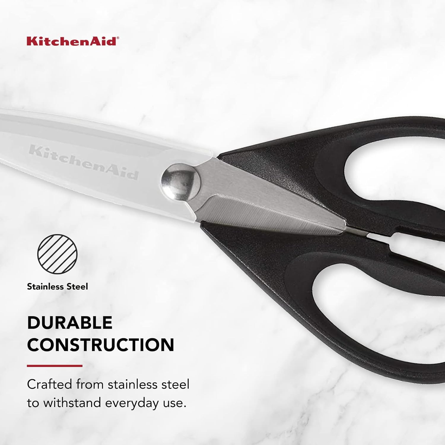 KitchenAid All Purpose Kitchen Shears with Protective Sheath Durable Stainless Steel Scissors, Dishwasher Safe, Soft Grip Comfort Handle, 8.72 Inch, Aqua Sky