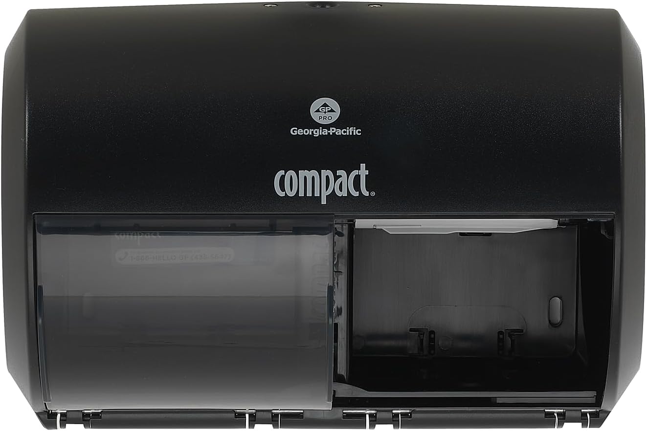 Georgia-Pacific Compact 2-Roll Side-by-Side Coreless High-Capacity Toilet Paper Dispenser by GP PRO (Georgia-Pacific); Black; 56784A; 1 Dispenser