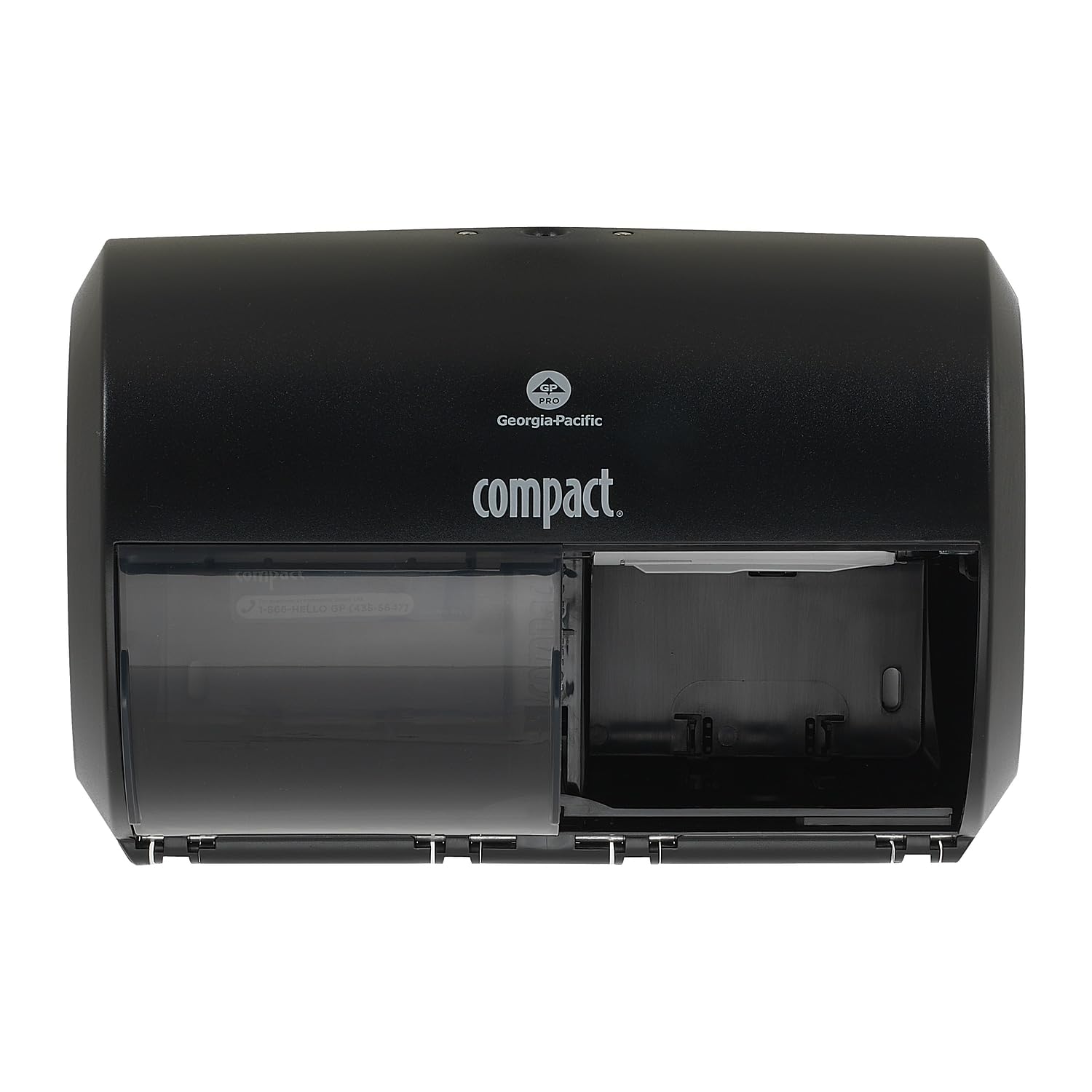 Georgia-Pacific Compact 2-Roll Side-by-Side Coreless High-Capacity Toilet Paper Dispenser by GP PRO (Georgia-Pacific), Stainless, 56798, 10.120" W x 6.750" D x 7.120" H, Stainless Steel