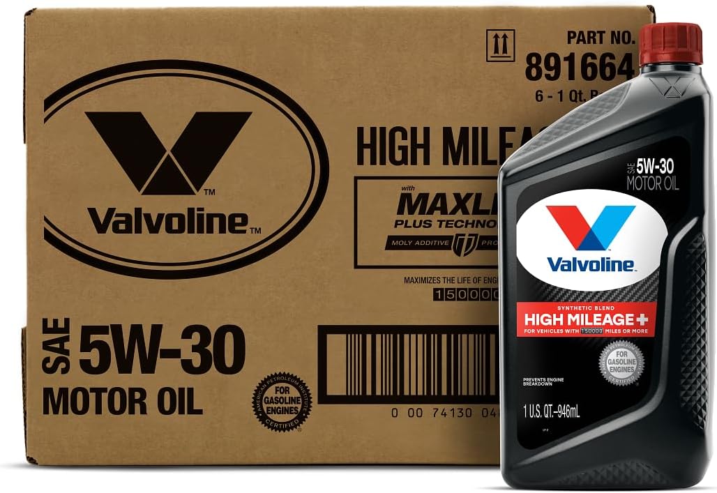 Valvoline Full Synthetic High Mileage with MaxLife Technology SAE 0W-20 Motor Oil 5 QT, Case of 3