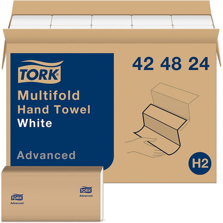 Tork Multifold Hand Towel White, 3-Panel, 250 Towels per Pack, 16 Packs, Fits H2 Towel Dispensers