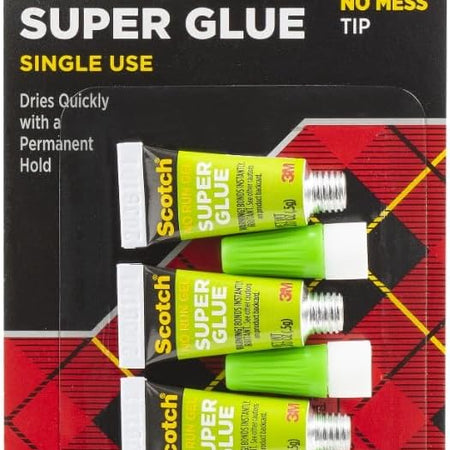 Scotch Super Glue Gel, 4-Pack of Single-Use Tubes, .017 oz Each, Fast Drying, No Run Gel Formula (AD119)