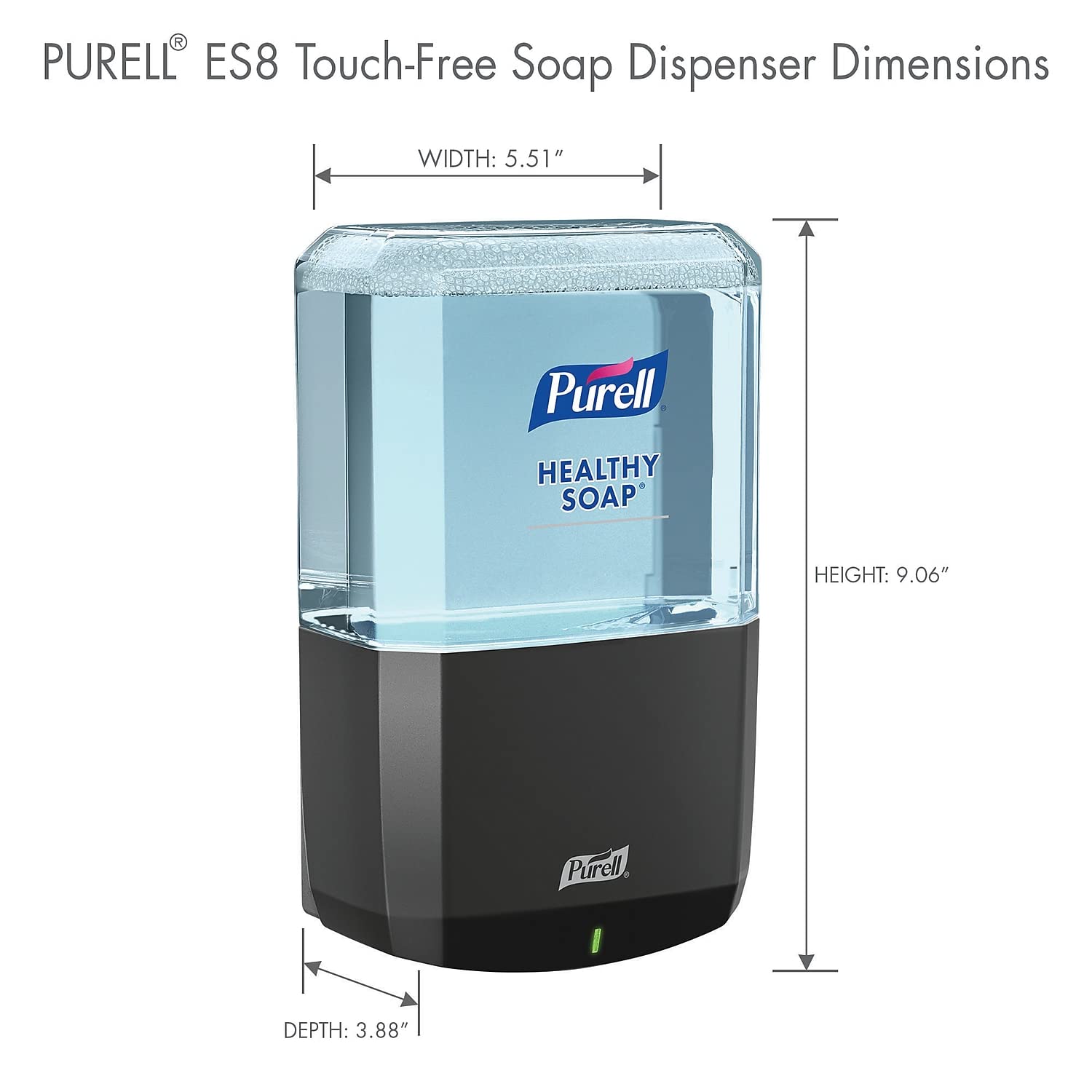 PURELL ES8 Automatic Soap Dispenser, Graphite, for 1200 mL PURELL ES8 HEALTHY SOAP Refills (Pack of 1) - 7734-01 - Manufactured by GOJO, Inc.