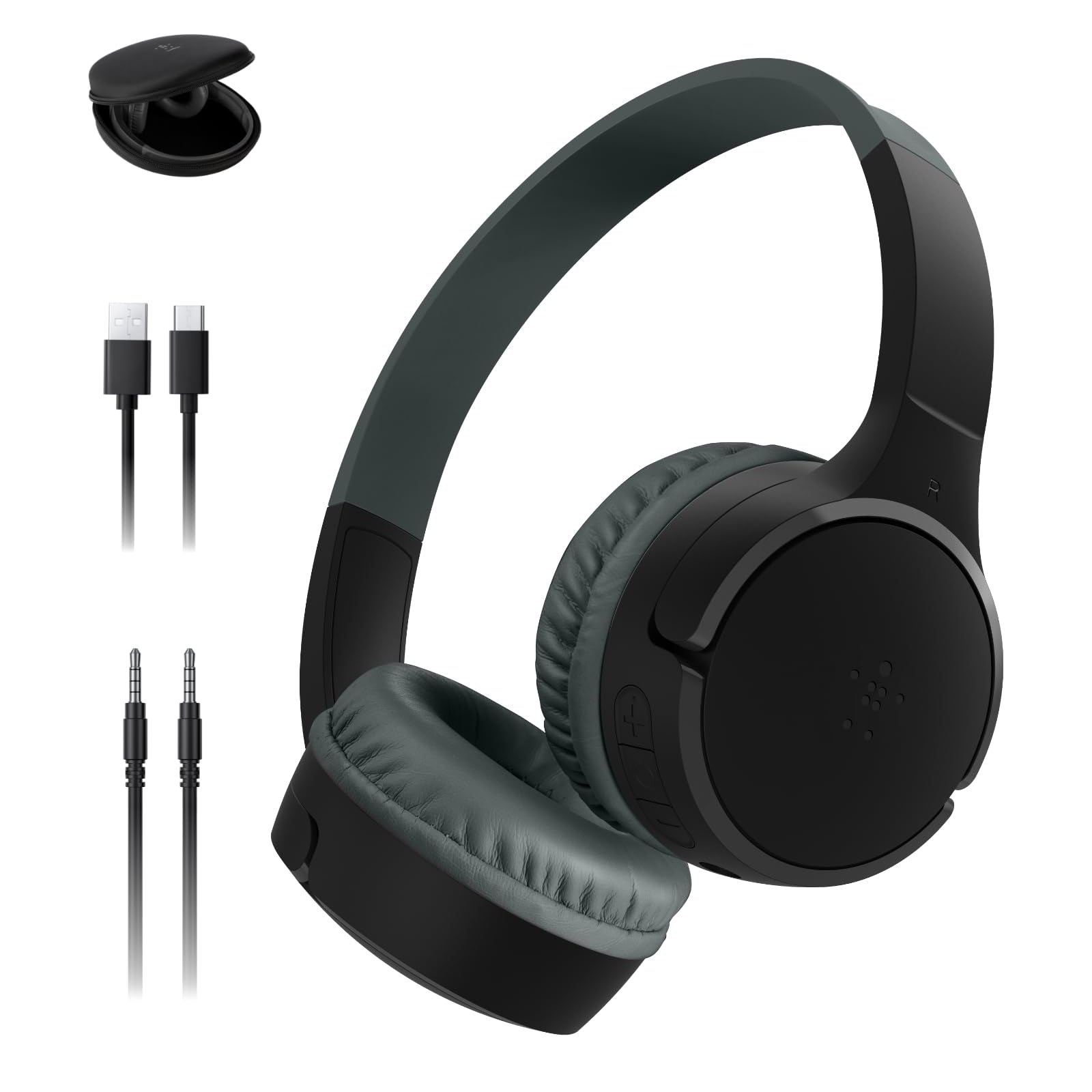 Belkin SoundForm Mini - Wireless Bluetooth Kids Headphones, 30H Battery, 85dB Safe Volume Limit, Built-in Microphone - Toddler On-Ear Earphones for iPhone, iPad, Fire Tablet, Ideal for School - White