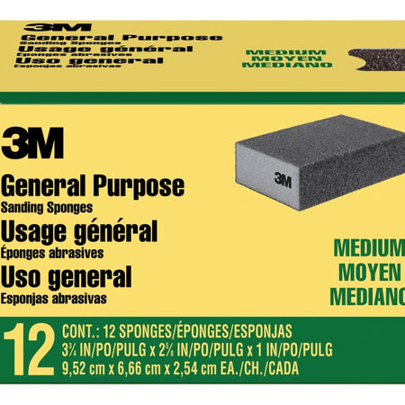 3M 907NA Small Area Sanding Sponge, 3.75 in by 2.625 in by 1 in, Extra Fine/Fine
