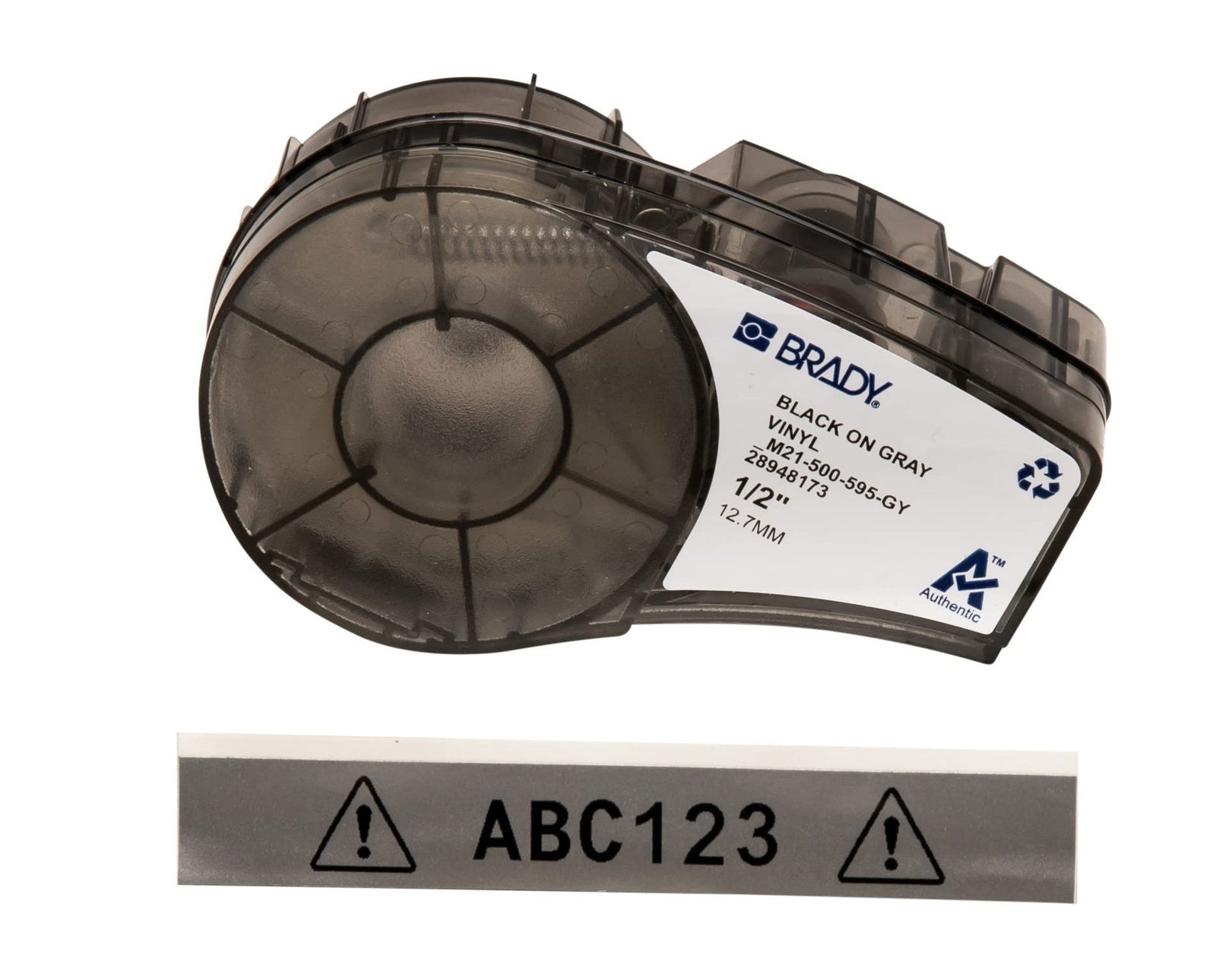 Brady Authentic (M21-375-595-BR) All-Weather Vinyl Label for Indoor/Outdoor ID, Lab and Equipment Labeling, White on Brown- ForM210, M210-LAB, M211, BMP21-PLUS and BMP21-LAB Printers, .375" W, 21' L