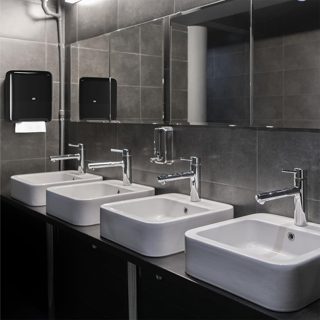 Tork Matic Paper Towel Dispenser, 5510282, Elevation Design - Paper Hand Towel Dispenser H1, One-at-a-Time dispensing with Refill Level Indicator, Black