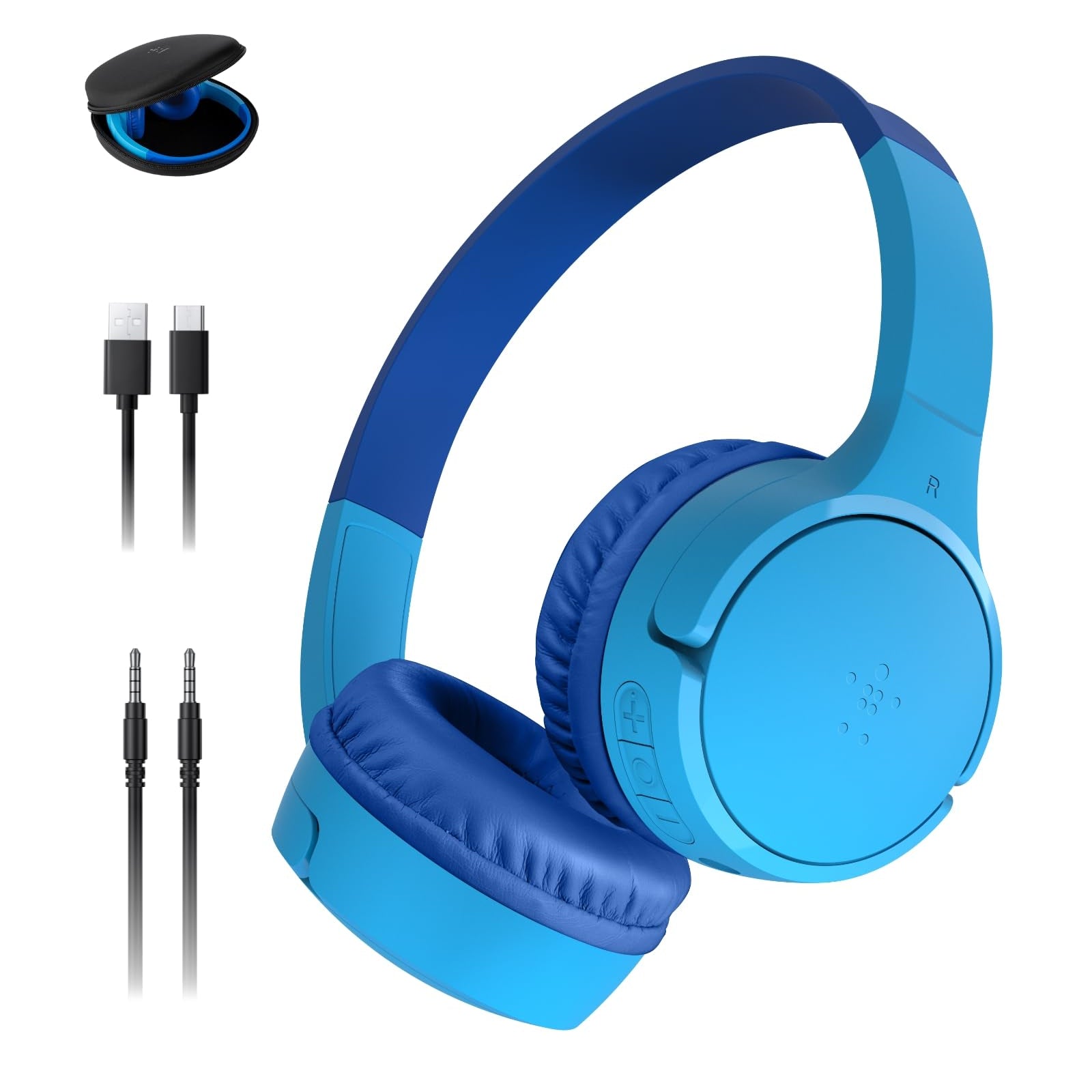 Belkin SoundForm Mini - Wireless Bluetooth Kids Headphones, 30H Battery, 85dB Safe Volume Limit, Built-in Microphone - Toddler On-Ear Earphones for iPhone, iPad, Fire Tablet, Ideal for School - White