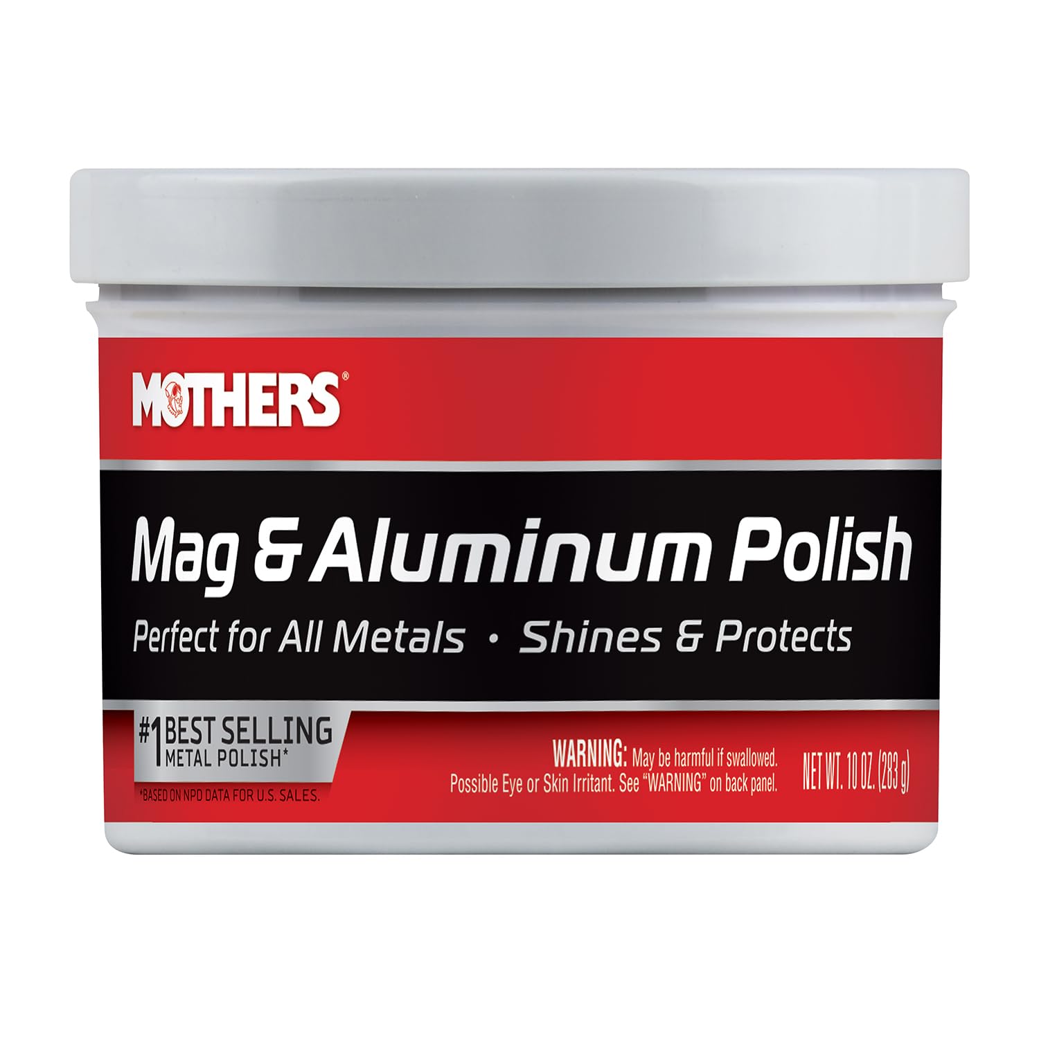 Mothers Mag & Aluminum Polish, 5 oz. — Brilliant Shine, Easy to Use, For All Uncoated & Unplated Metals Including Aluminum Wheels, Stainless Steel Trim and Exhaust Tips, Brass & More (05100)