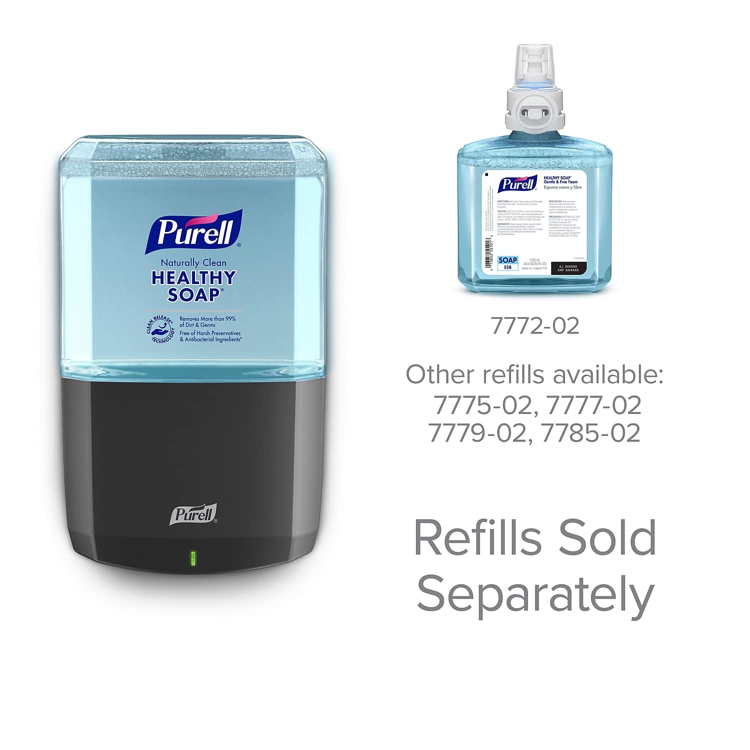 PURELL ES8 Automatic Soap Dispenser, Graphite, for 1200 mL PURELL ES8 HEALTHY SOAP Refills (Pack of 1) - 7734-01 - Manufactured by GOJO, Inc.