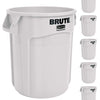 Rubbermaid Commercial Products BRUTE Heavy-Duty Round Trash/Garbage Can, 20-Gallon, Yellow, Outdoor Waste Container for Landscapers/Construction/Restaurants/Back of House/Offices/Warehouses, Pack of 6