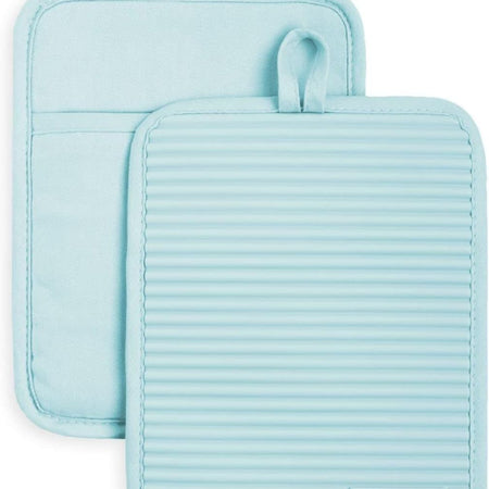 KitchenAid Ribbed Soft Silicone Pot Holder 2-Pack Set, Charcoal Grey, 7"x9"