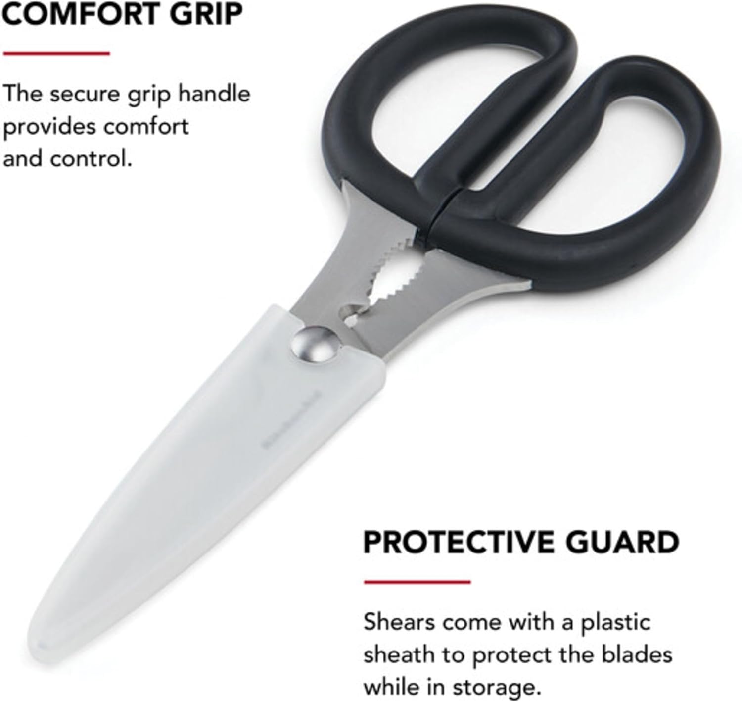 KitchenAid All Purpose Kitchen Shears with Protective Sheath Durable Stainless Steel Scissors, Dishwasher Safe, Soft Grip Comfort Handle, 8.72 Inch, Aqua Sky