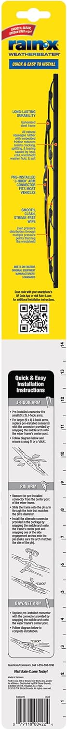 Rain-X 820146 WeatherBeater Wiper Blades, 24" and 20" Windshield Wipers (Pack of 2), Automotive Replacement Windshield Wiper Blades That Meet Or Exceed OEM Quality And Durability Standards