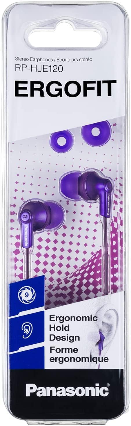 Panasonic ErgoFit Wired Earbuds, 3.5mm Jack In-Ear Headphones Wired with Dynamic Crystal-Clear Sound and Soft Ergonomic Custom-Fit Earpieces (S/M/L), for Phones and Laptops - RP-HJE120-N (Rose Gold)