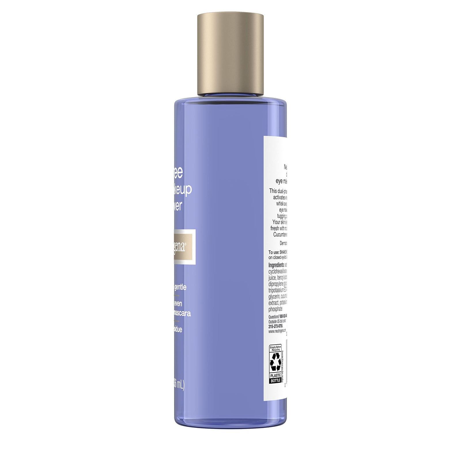 Neutrogena Gentle Oil-Free Eye Makeup Remover & Cleanser for Sensitive Eyes, Non-Greasy Makeup Remover, Removes Waterproof Mascara, Dermatologist & Ophthalmologist Tested, 5.5 fl. oz, 3 Pack