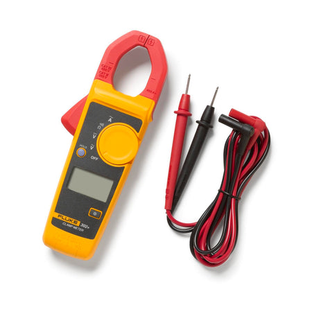 Fluke 302+ Digital Clamp Meter, 30mm Jaw, Measures AC Current to 400A, Measures AC/DC Voltage to 600V, Resistance, Continuity, and Capacitance Measurements, Includes 2 Year Warranty