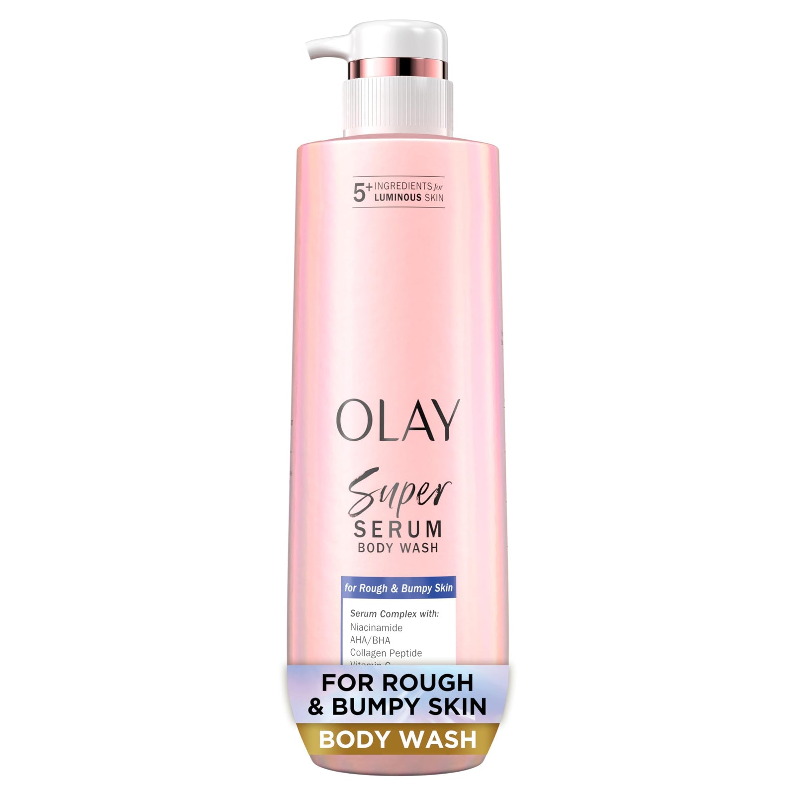 Olay Super Serum Body Wash for Normal Skin, 24hr Long Lasting Hydration, 5+ Ingredient Serum Complex for Bright Even Firm Luminous Skin, 18.5 fl oz