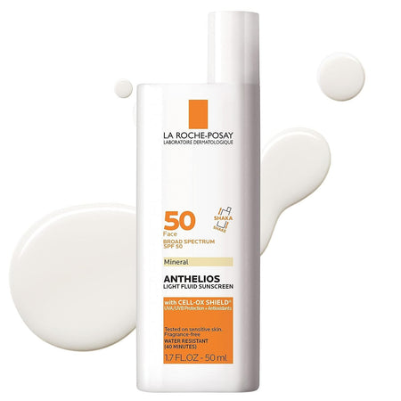 La Roche-Posay Anthelios Sunscreen SPF 50, Ultra-Light Fluid Broad Spectrum SPF 50, Face Sunscreen with Titanium Dioxide Mineral, Lightweight & Fast-Absorbing, Oil-Free, Matte Finish