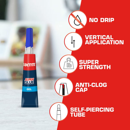 Loctite Super Glue Gel, Clear, 0.07 fl oz Tube, 1 Pack - Superglue for Plastic, Wood, Metal, Crafts & Repair, Cyanoacrylate Adhesive Instant Glue, Quick Dry
