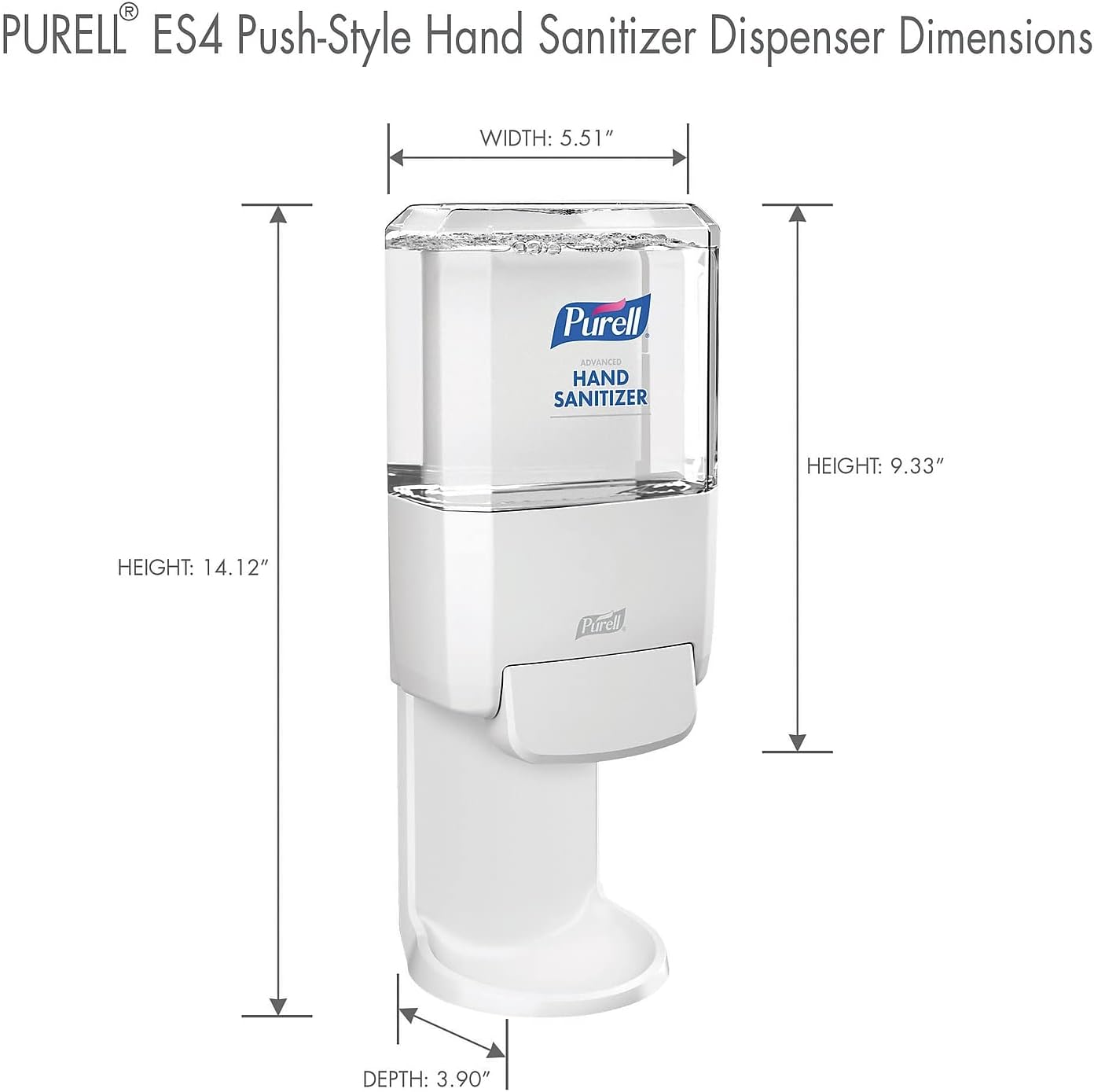 PURELL ES4 Manual Hand Sanitizer Dispenser, White, Compatible with 1200 mL PURELL ES4 Hand Sanitizer Refills (Pack of 1) - 5020-01