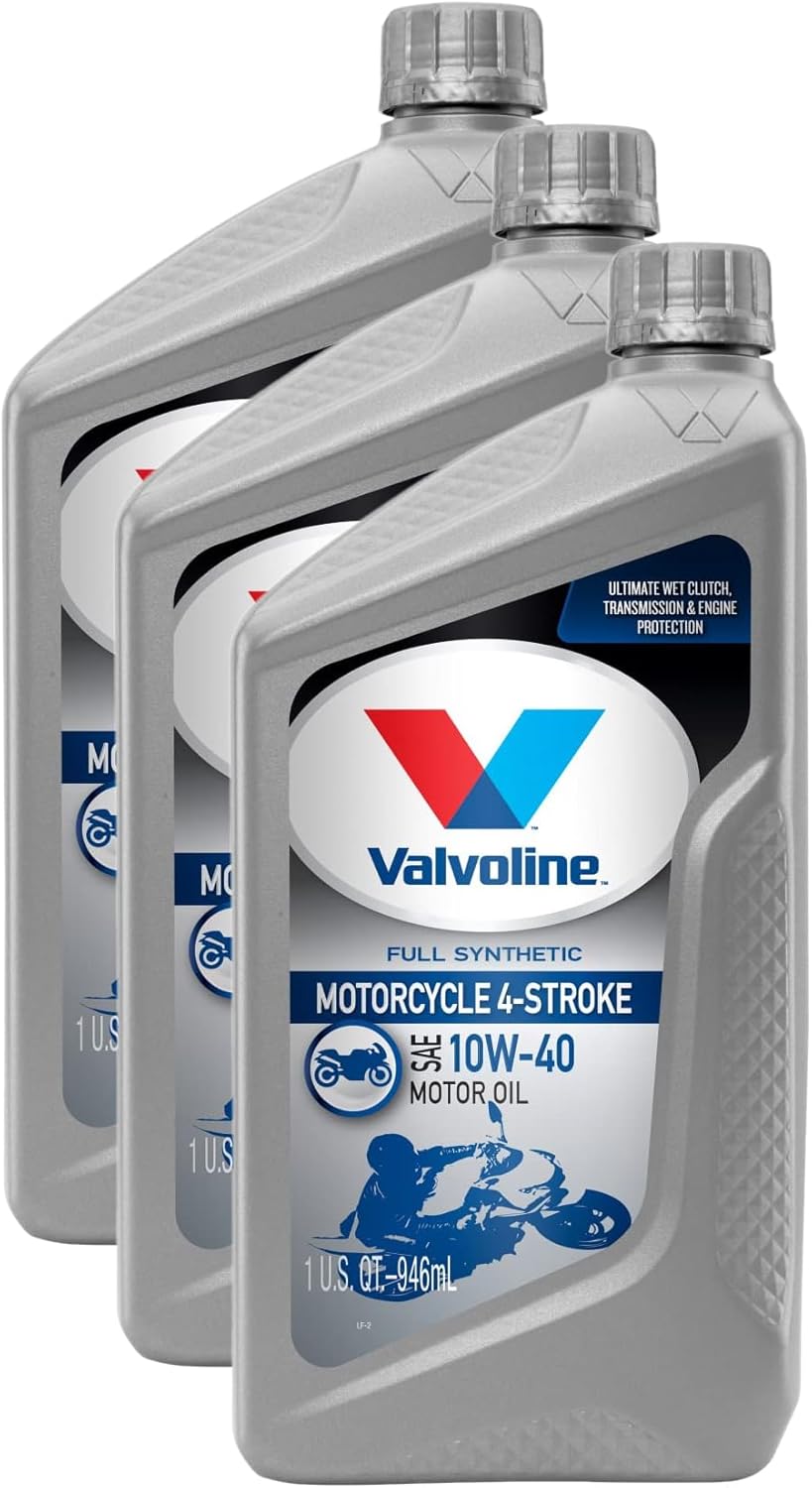 Valvoline 4-Stroke Motorcycle Full Synthetic SAE 10W-40 Motor Oil 1 QT (Pack of 3)