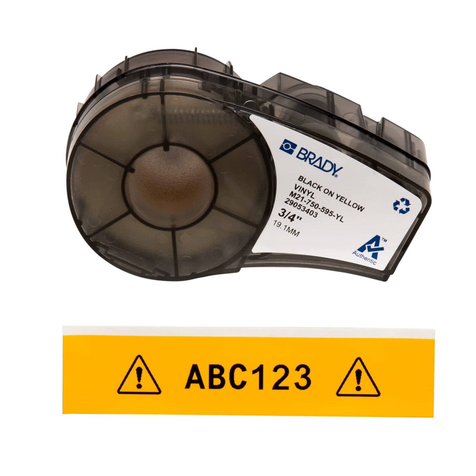 Brady Authentic (M21-375-595-BR) All-Weather Vinyl Label for Indoor/Outdoor ID, Lab and Equipment Labeling, White on Brown- ForM210, M210-LAB, M211, BMP21-PLUS and BMP21-LAB Printers, .375" W, 21' L