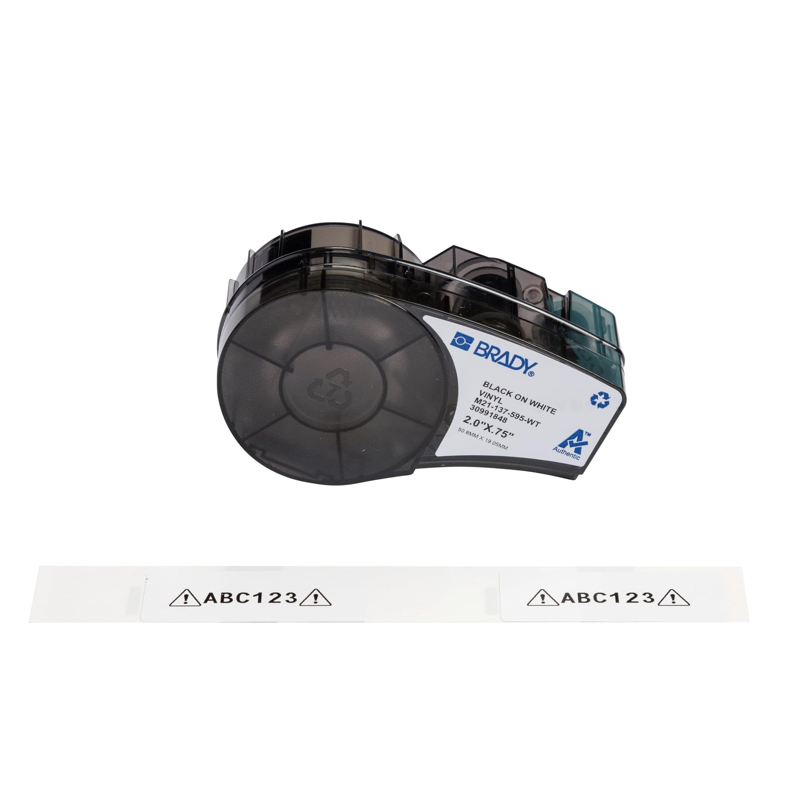 Brady Authentic (M21-375-595-BR) All-Weather Vinyl Label for Indoor/Outdoor ID, Lab and Equipment Labeling, White on Brown- ForM210, M210-LAB, M211, BMP21-PLUS and BMP21-LAB Printers, .375" W, 21' L