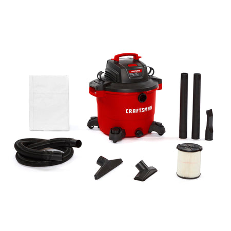 CRAFTSMAN CMXEVBE17656 20 Gallon 6.5 Peak HP Wet Dry Vac with Cart, Heavy-Duty Shop Vacuum Wet and Dry with Fine Dust Filter, Dust Bag, Hose and Attachments for Shop, Garage, Jobsite Cleaning