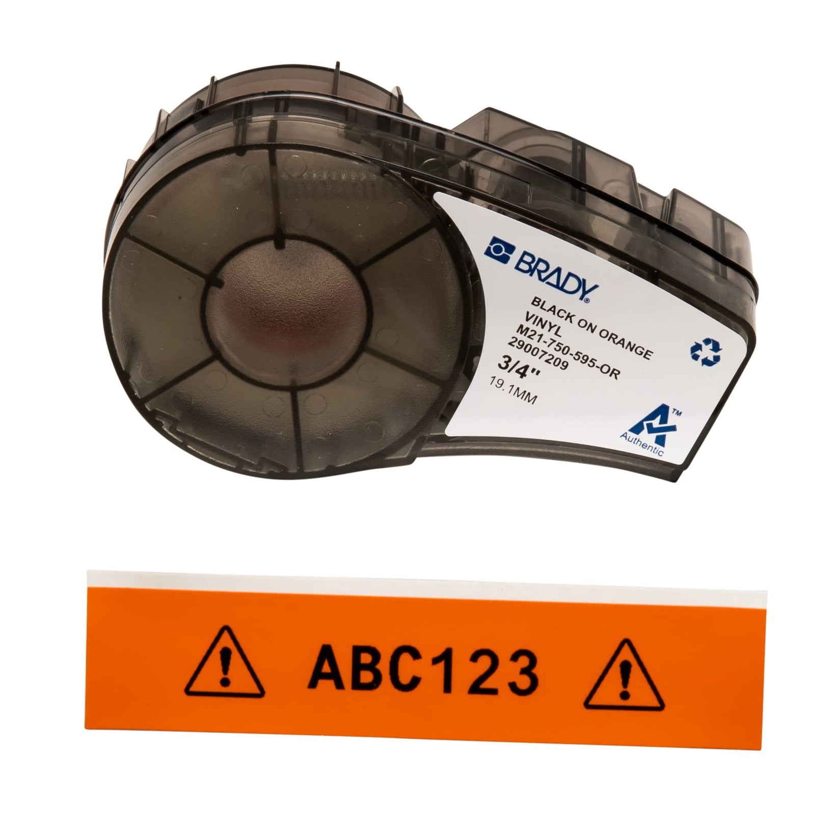 Brady Authentic (M21-375-595-BR) All-Weather Vinyl Label for Indoor/Outdoor ID, Lab and Equipment Labeling, White on Brown- ForM210, M210-LAB, M211, BMP21-PLUS and BMP21-LAB Printers, .375" W, 21' L