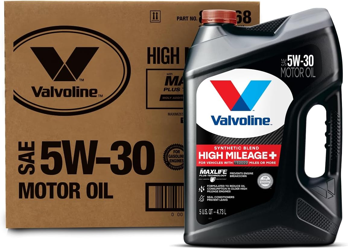 Valvoline Full Synthetic High Mileage with MaxLife Technology SAE 0W-20 Motor Oil 5 QT, Case of 3