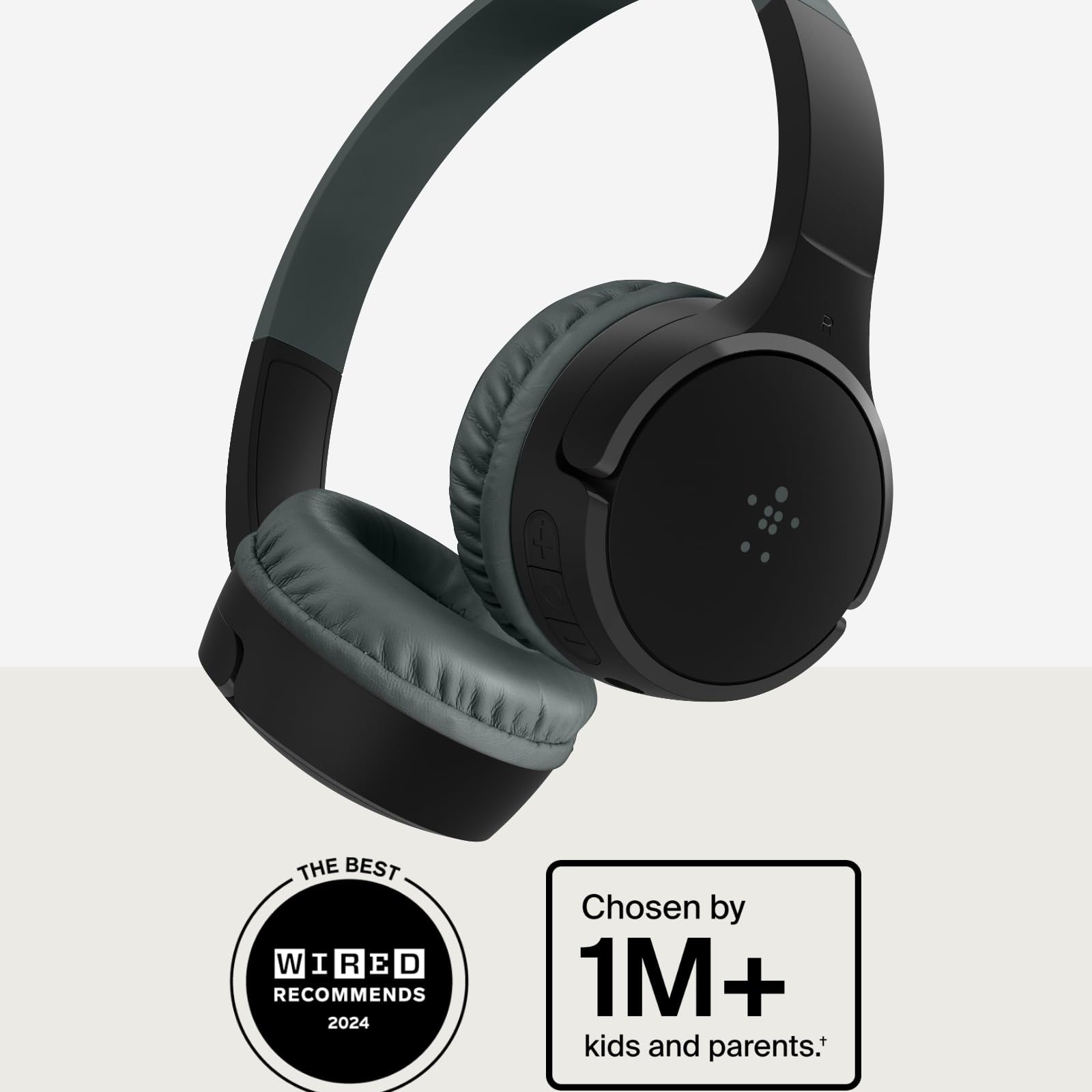 Belkin SoundForm Mini - Wireless Bluetooth Kids Headphones, 30H Battery, 85dB Safe Volume Limit, Built-in Microphone - Toddler On-Ear Earphones for iPhone, iPad, Fire Tablet, Ideal for School - White