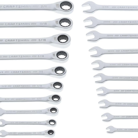 CRAFTSMAN 20 Piece Ratcheting Combination Wrench Set, SAE/Metric (CMMT87220)