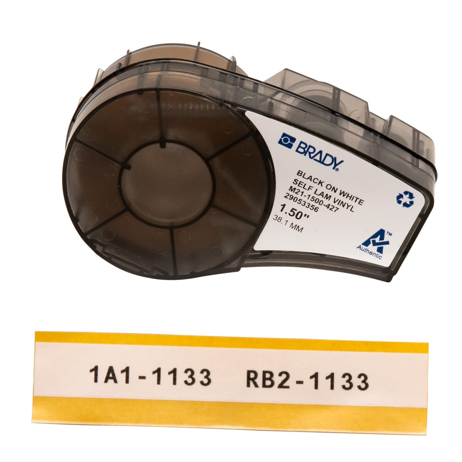 Brady Authentic (M21-375-595-BR) All-Weather Vinyl Label for Indoor/Outdoor ID, Lab and Equipment Labeling, White on Brown- ForM210, M210-LAB, M211, BMP21-PLUS and BMP21-LAB Printers, .375" W, 21' L